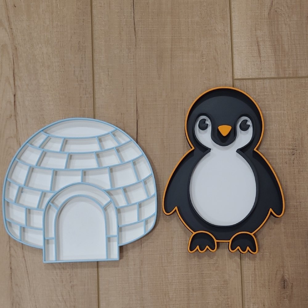 3d Eco Printed Sensory Play Trays Penguin Igloo Nature Based Toys
